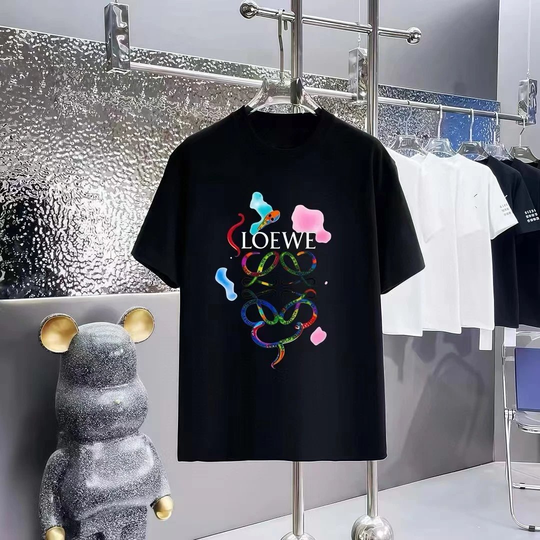 Loewe T-Shirts Short-Sleeve T-Shirt with Anagram Chest Patch — 36