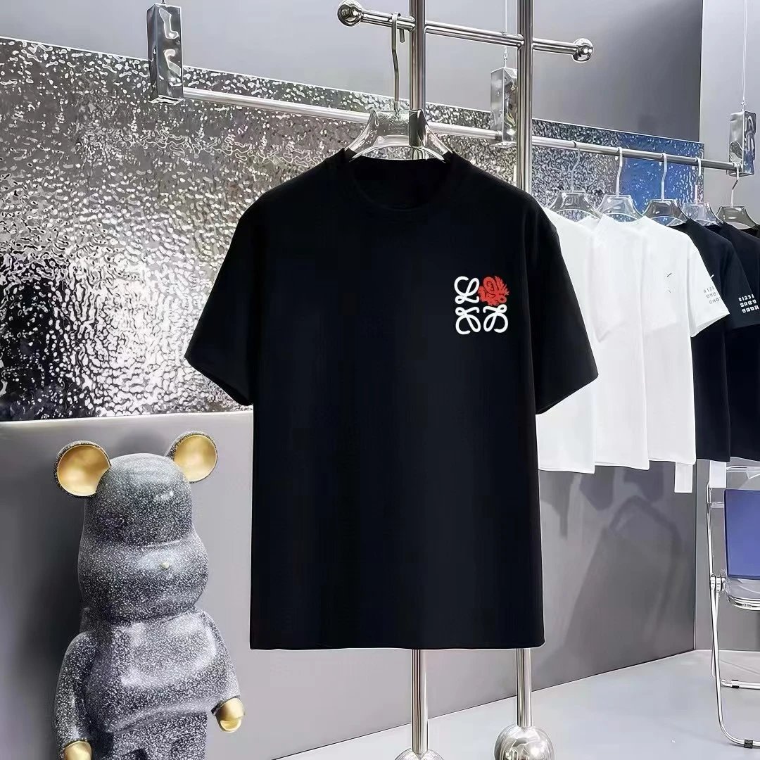 Loewe T-Shirts Short-Sleeve T-Shirt with Anagram Chest Patch — 24