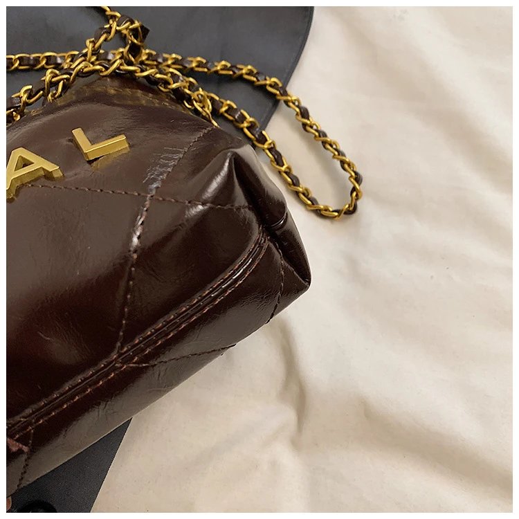 Chanel CHEAL Bucket Bag Black Patent Leather Chain Strap Handbags - 46