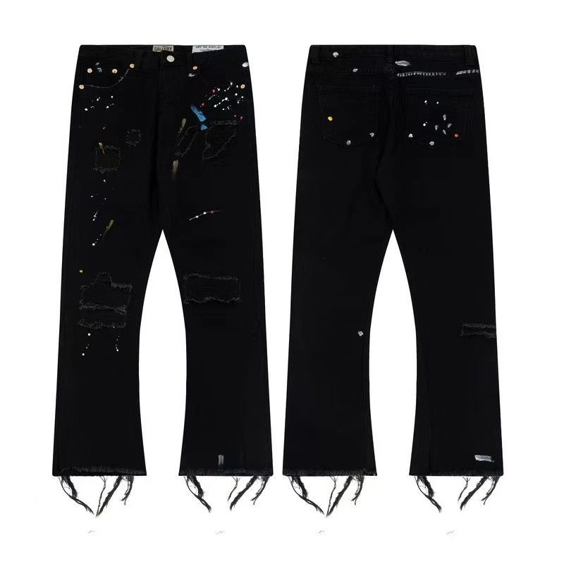 Gallery Dept. Shorts Distressed paint-splatter denim — G200 black