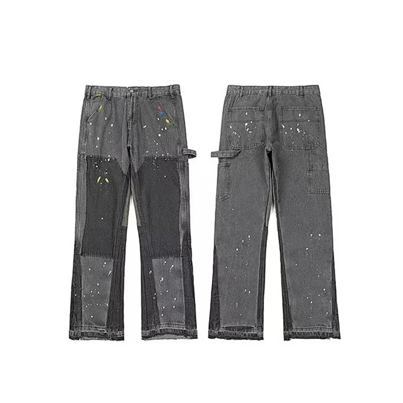 Gallery Dept. Shorts Distressed paint-splatter denim — 4092 gray