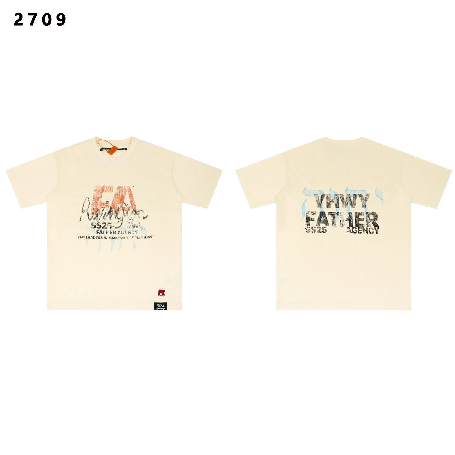 Rivington Roi Rebis T-Shirts Washed Graphic Print — 2709 Off-white