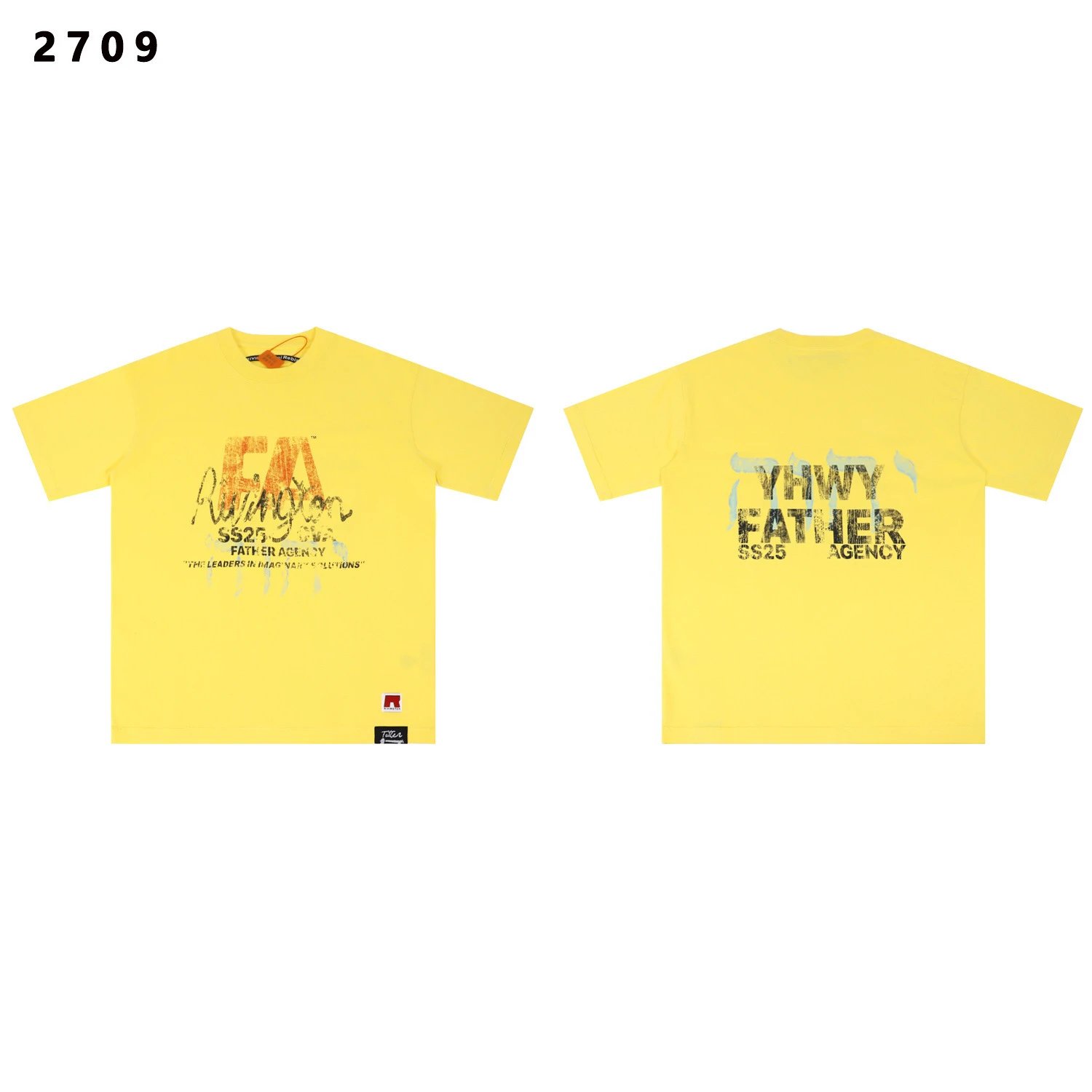 Rivington Roi Rebis T-Shirts Washed Graphic Print — 2709 Yellow