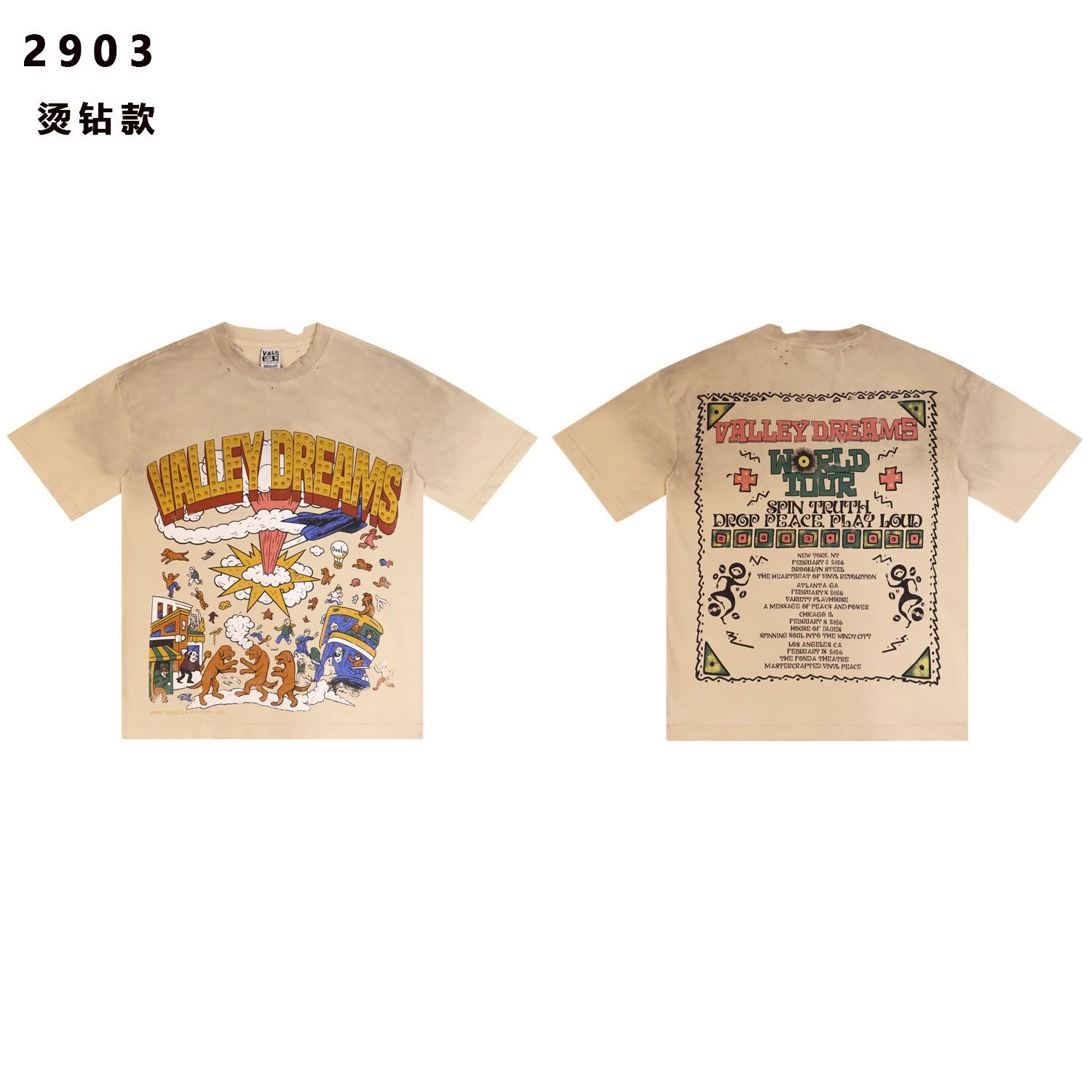 Rivington Roi Rebis T-Shirts Washed Graphic Print — 2903 Skin color