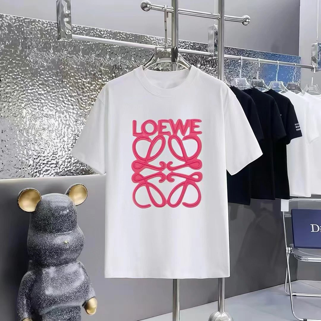 Loewe T-Shirts Short-Sleeve T-Shirt with Anagram Chest Patch — 16
