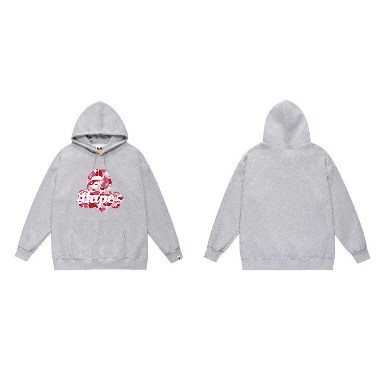 BAPE Hoodies & Sweatshirts Ape Head Graphic Pullover Hoodie — 7046 Gray pink