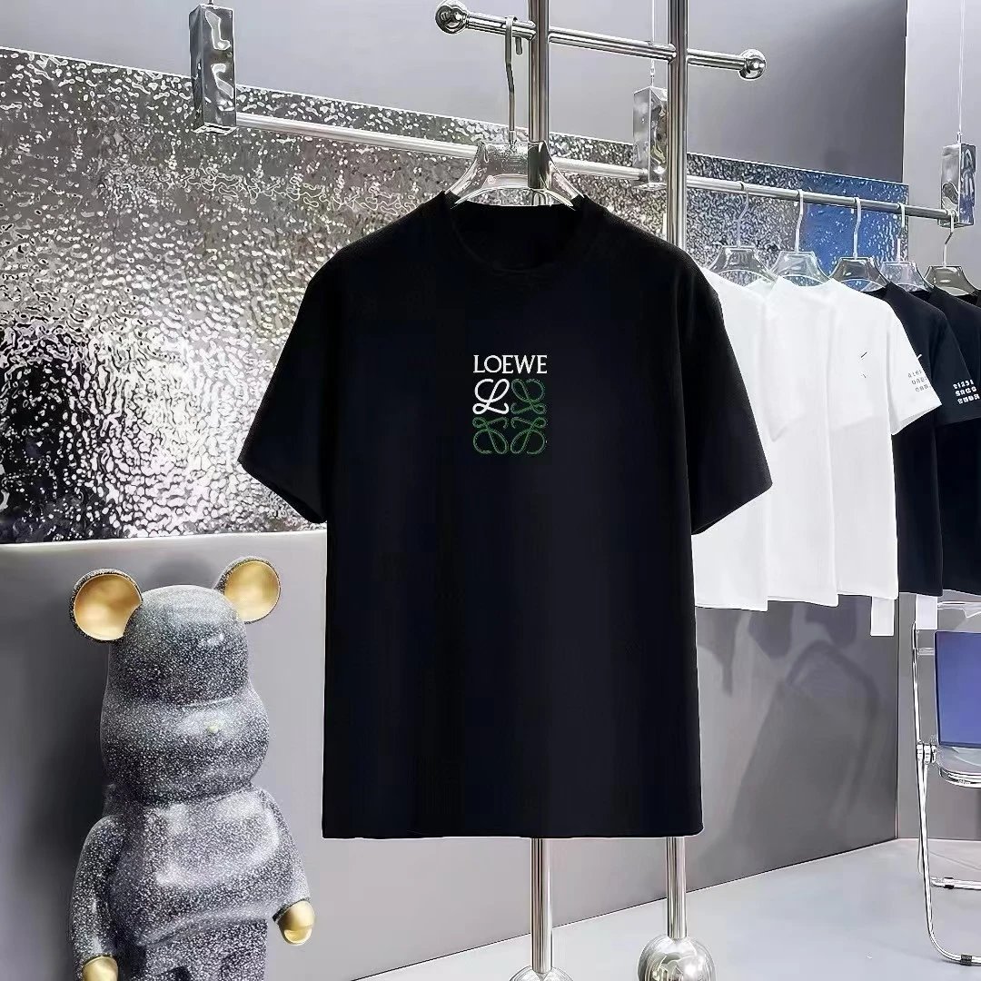 Loewe T-Shirts Short-Sleeve T-Shirt with Anagram Chest Patch — 8