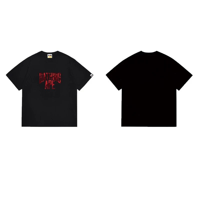 BAPE T-Shirts Graphic Print Crewneck T-Shirt — 1228 Black