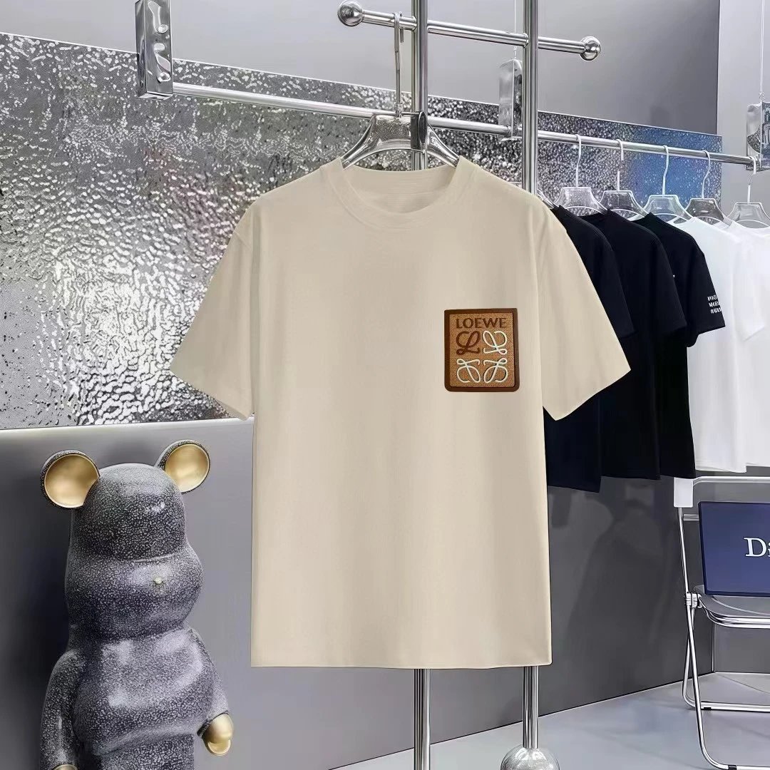 Loewe T-Shirts Short-Sleeve T-Shirt with Anagram Chest Patch — 3