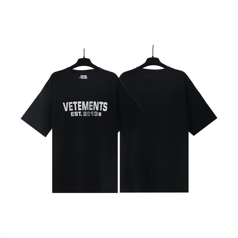Vetements T-Shirts Washed graphic logo print — Black Year Letters 7043