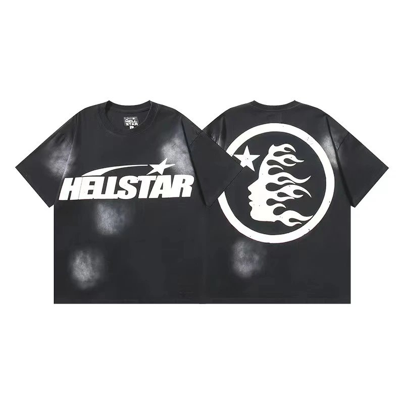 Hellstar T-Shirts Graphic Crewneck T-Shirt — 613 Washed old black