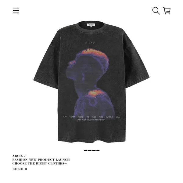 Design Abstract Portrait Washed Black Oversized T-Shirt - 1