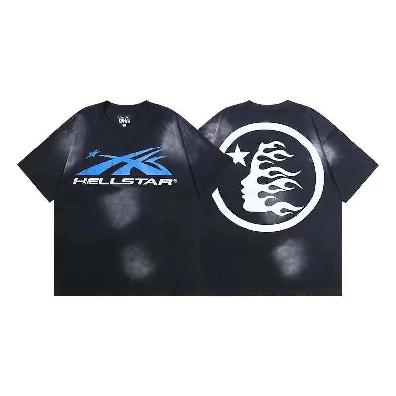 Hellstar T-Shirts Graphic Crewneck T-Shirt — 638 Washed old black