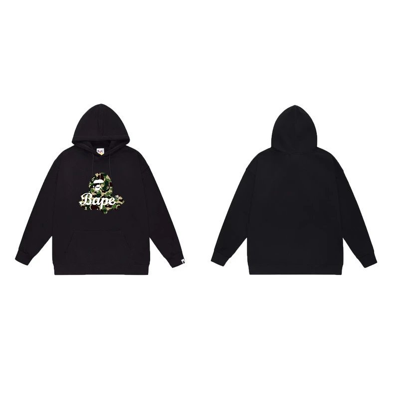 BAPE Hoodies & Sweatshirts Ape Head Graphic Pullover Hoodie — 7046 Black and green