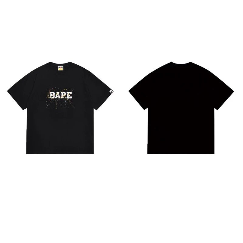 BAPE T-Shirts Graphic Print Crewneck T-Shirt — 1248 black
