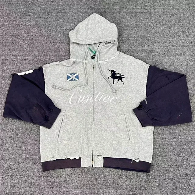 Project G/R Hoodies & Sweatshirts Distressed Zip-Up Hoodie product detail image 3