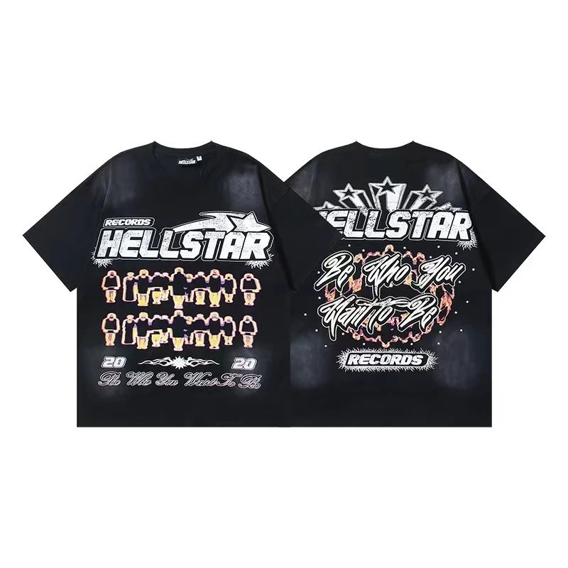 Hellstar T-Shirts Washed graphic T-shirt — 687 Washed old black