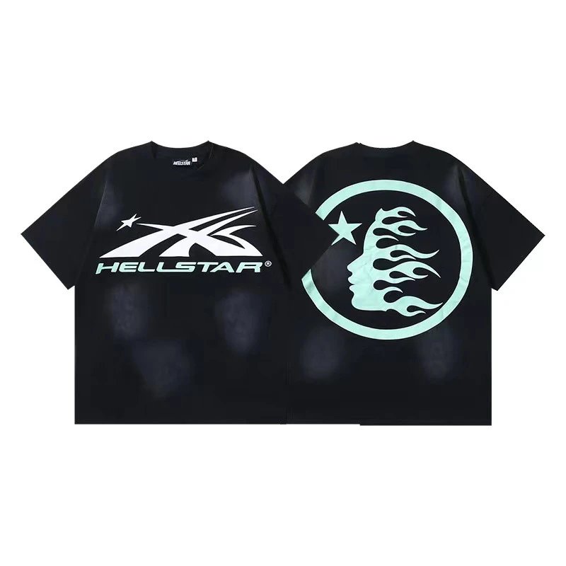 Hellstar T-Shirts Washed graphic T-shirt — 6700 Washed old black
