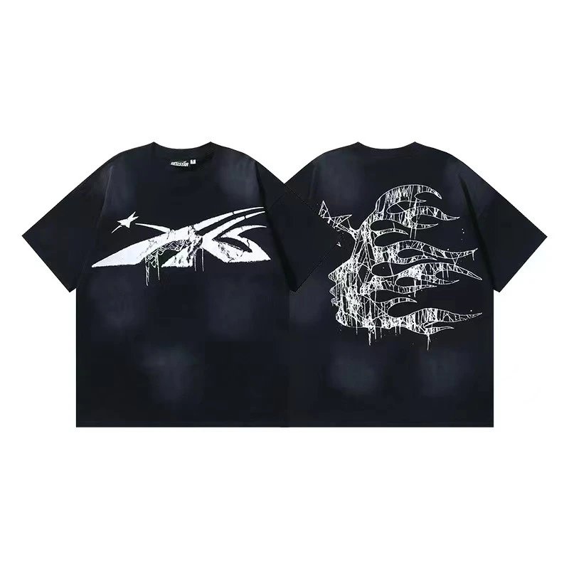 Hellstar T-Shirts Washed graphic T-shirt — 6707 Washed old black
