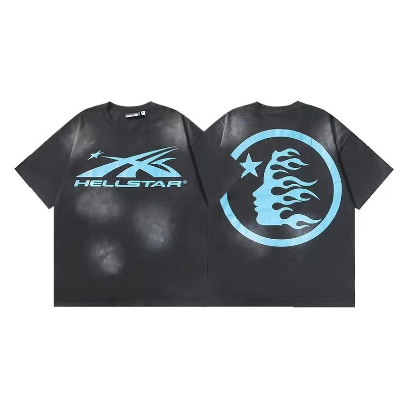 Hellstar T-Shirts Graphic Crewneck T-Shirt — 655 Washed old black