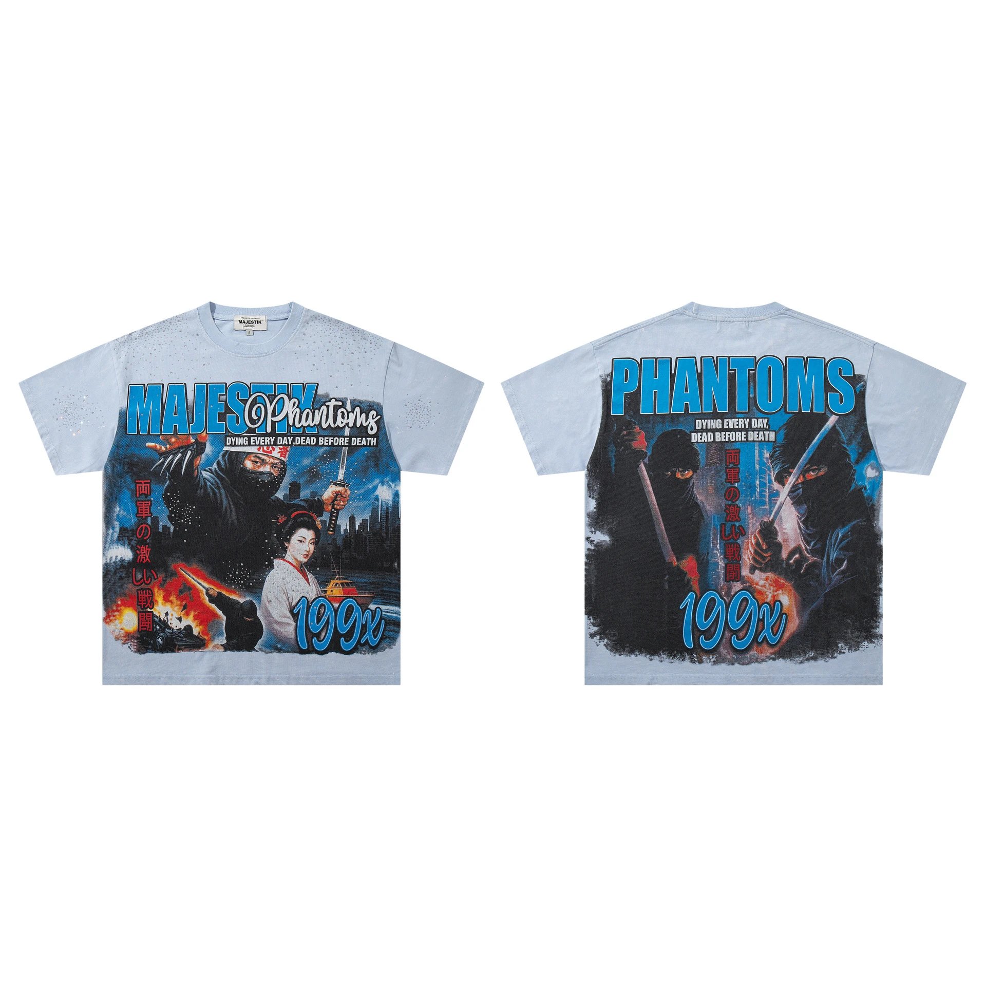 Majestik T-Shirts Graphic Print — M 2654 Blue
