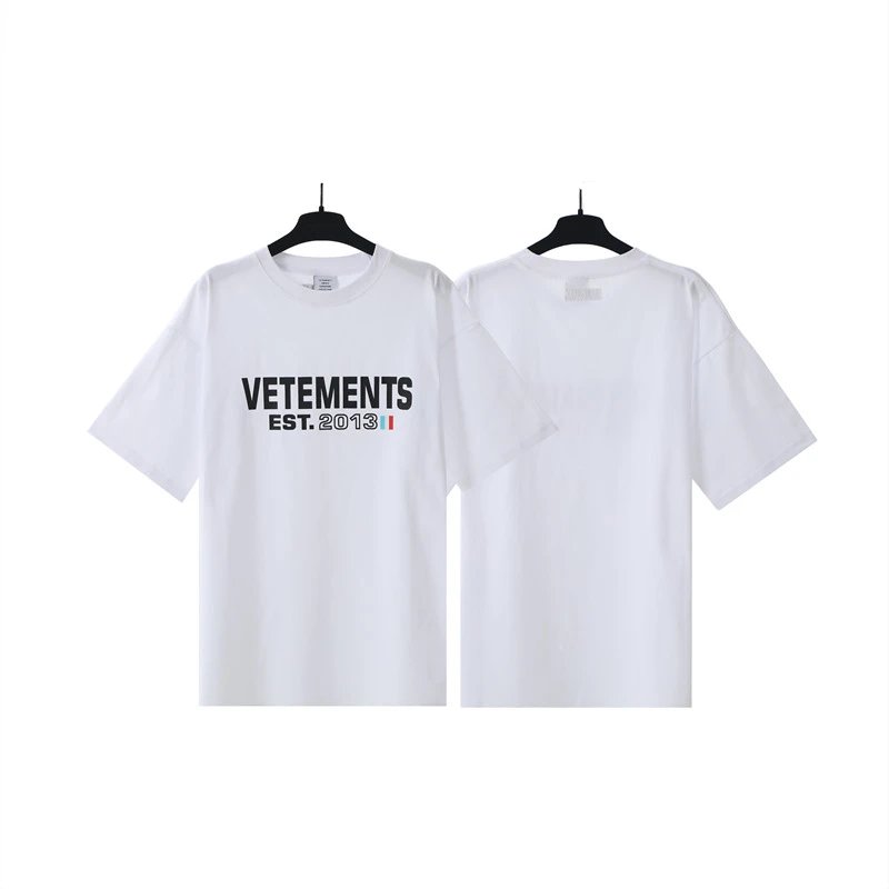 Vetements T-Shirts Washed graphic logo print — White Year Letters 7043