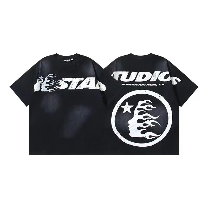Hellstar T-Shirts Washed graphic T-shirt — 682 Washed old black