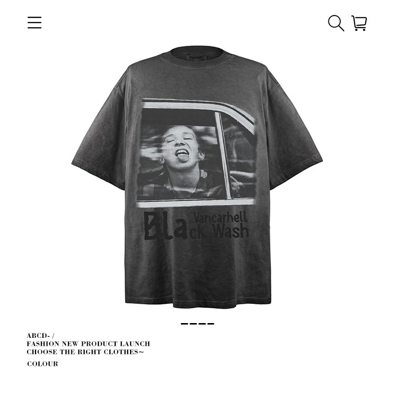 VANCARHELL T-Shirts Oversized graphic-print crew-neck T-shirt — 9609-anti-fried deep ash