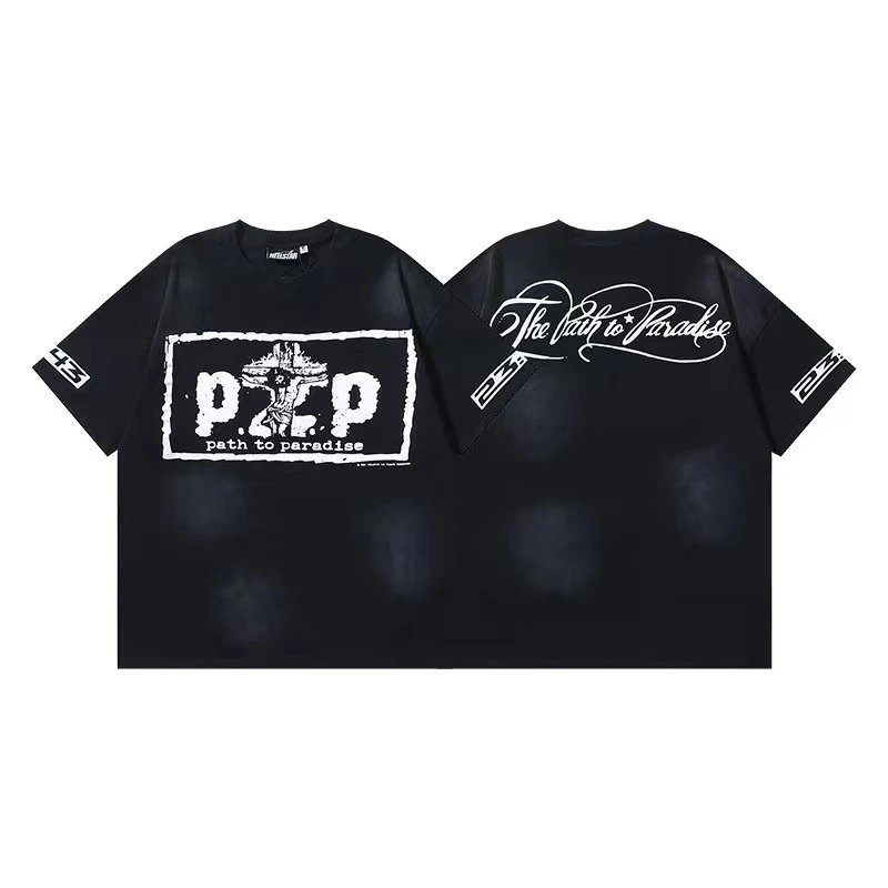 Hellstar T-Shirts Washed graphic T-shirt — 698 Washed old black