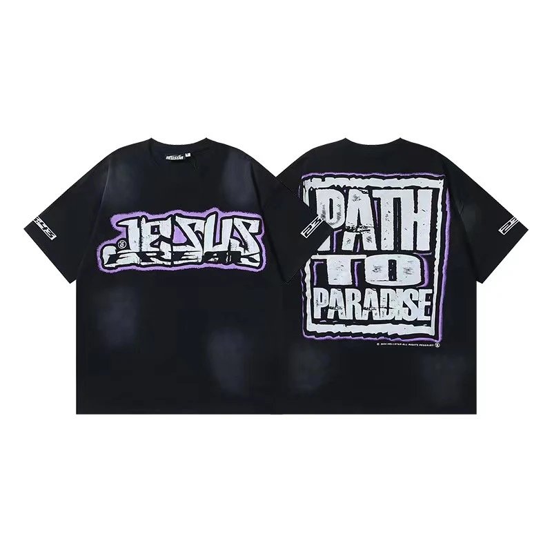 Hellstar T-Shirts Washed graphic T-shirt — 6706 Washed old black