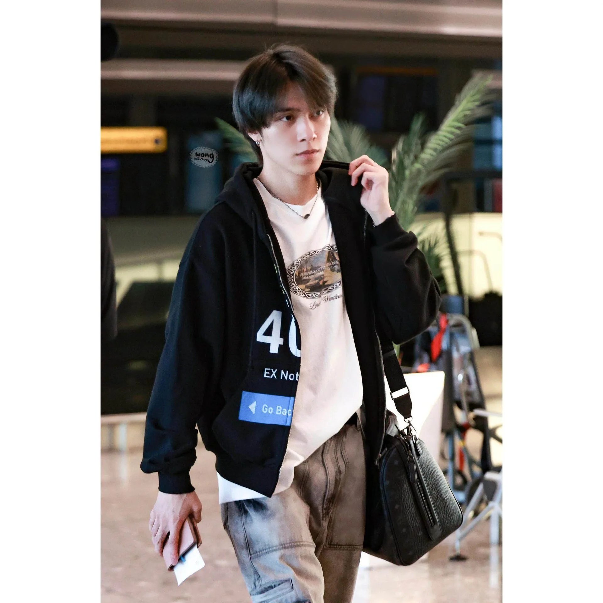 Project G/R Hoodies & Sweatshirts Distressed Zip-Up Hoodie — Black-Zipper【18 Payment】