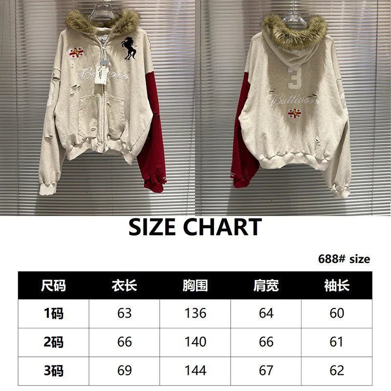 Project G/R Hoodies & Sweatshirts Distressed Zip-Up Hoodie — Grey-Zipper【24 Payment】
