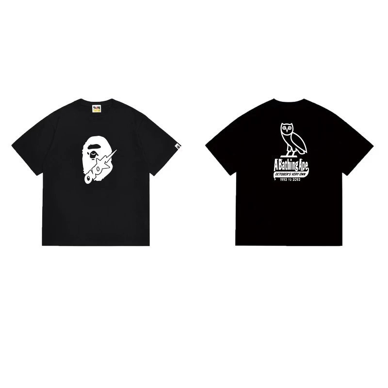BAPE T-Shirts Graphic Print Crewneck T-Shirt — 1232 Black