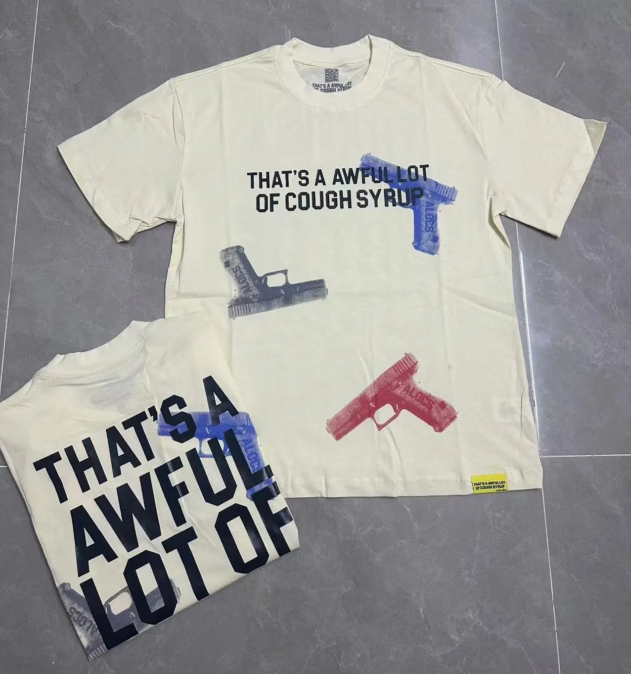 That's a Awful Lot of Cough Syrup T-Shirts Short-Sleeve Graphic Print — 218 Apricot Color