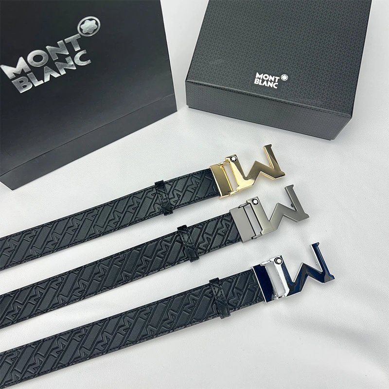 Montblanc Belts Reversible embossed-pattern belt with interchangeable M and pin buckles image 4