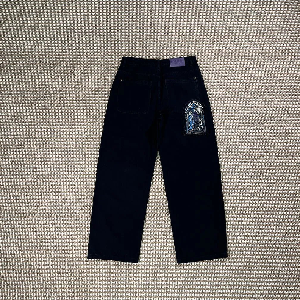 Derschutze Jeans Embroidered wide-leg — Angel [Trousers】