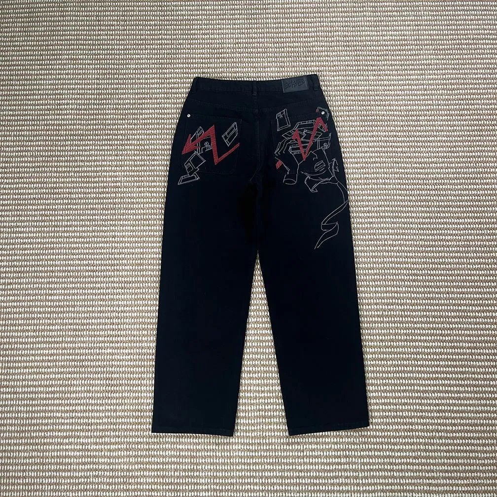 Derschutze Jeans Embroidered wide-leg — Arrow [Pants】