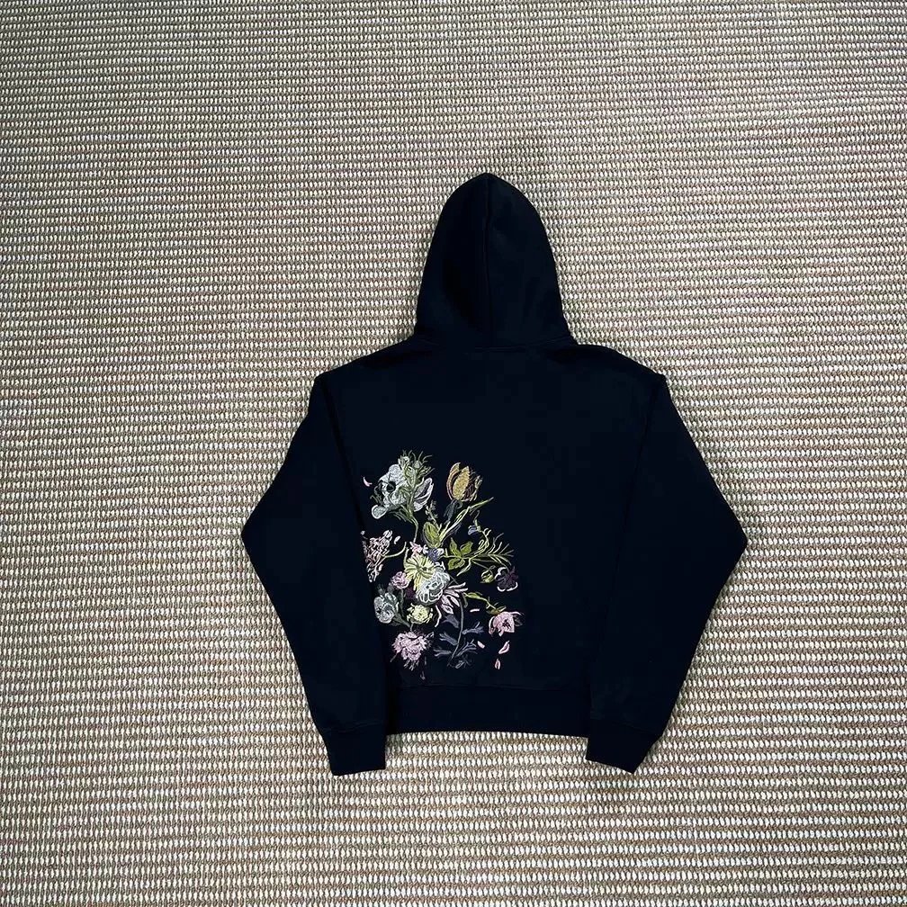 Unbranded Hoodies & Sweatshirts Embroidered Floral — Flowers / Black Hoodie