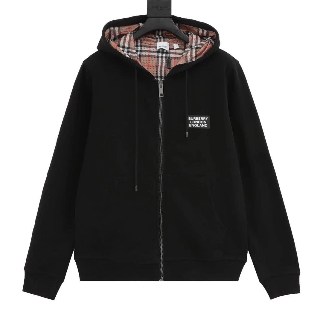 Burberry Hoodies & Sweatshirts Check-Lined Hooded Sweatshirt — 41