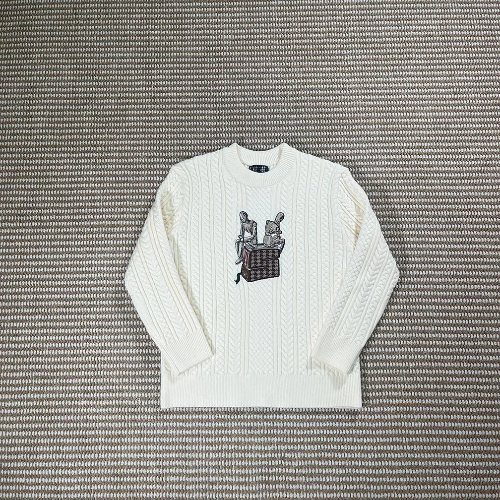 Unbranded Hoodies & Sweatshirts Embroidered Floral — Cartoon Knit Sweater