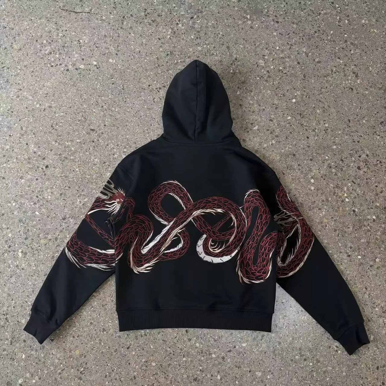 Unbranded Hoodies & Sweatshirts Embroidered Floral — Giant Dragon / Black Hoodie