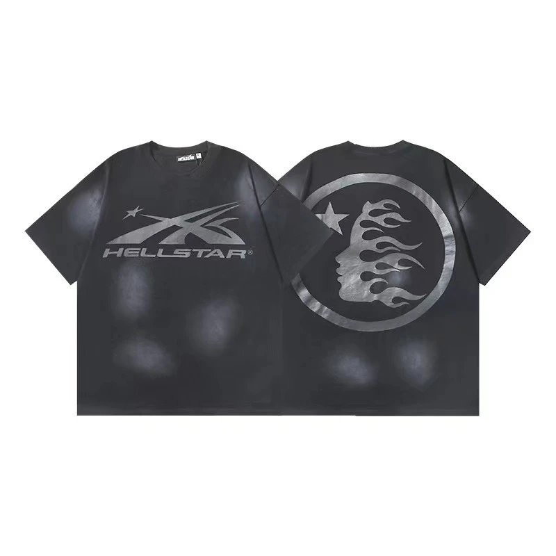 Hellstar T-Shirts Washed graphic T-shirt — 662 Washed old black