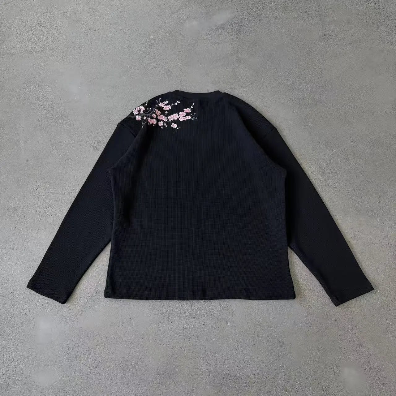 Unbranded Hoodies & Sweatshirts Embroidered Floral — New Cherry Blossom / Black Long-Sleeve Top