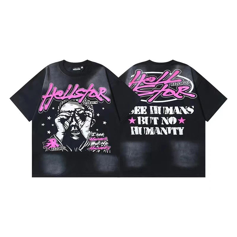 Hellstar T-Shirts Washed graphic T-shirt — 670 Washed old black