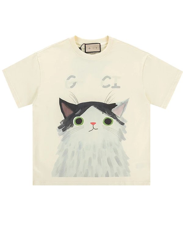 Gucci Hippo and Flamingo Print Cream T-Shirt - 12