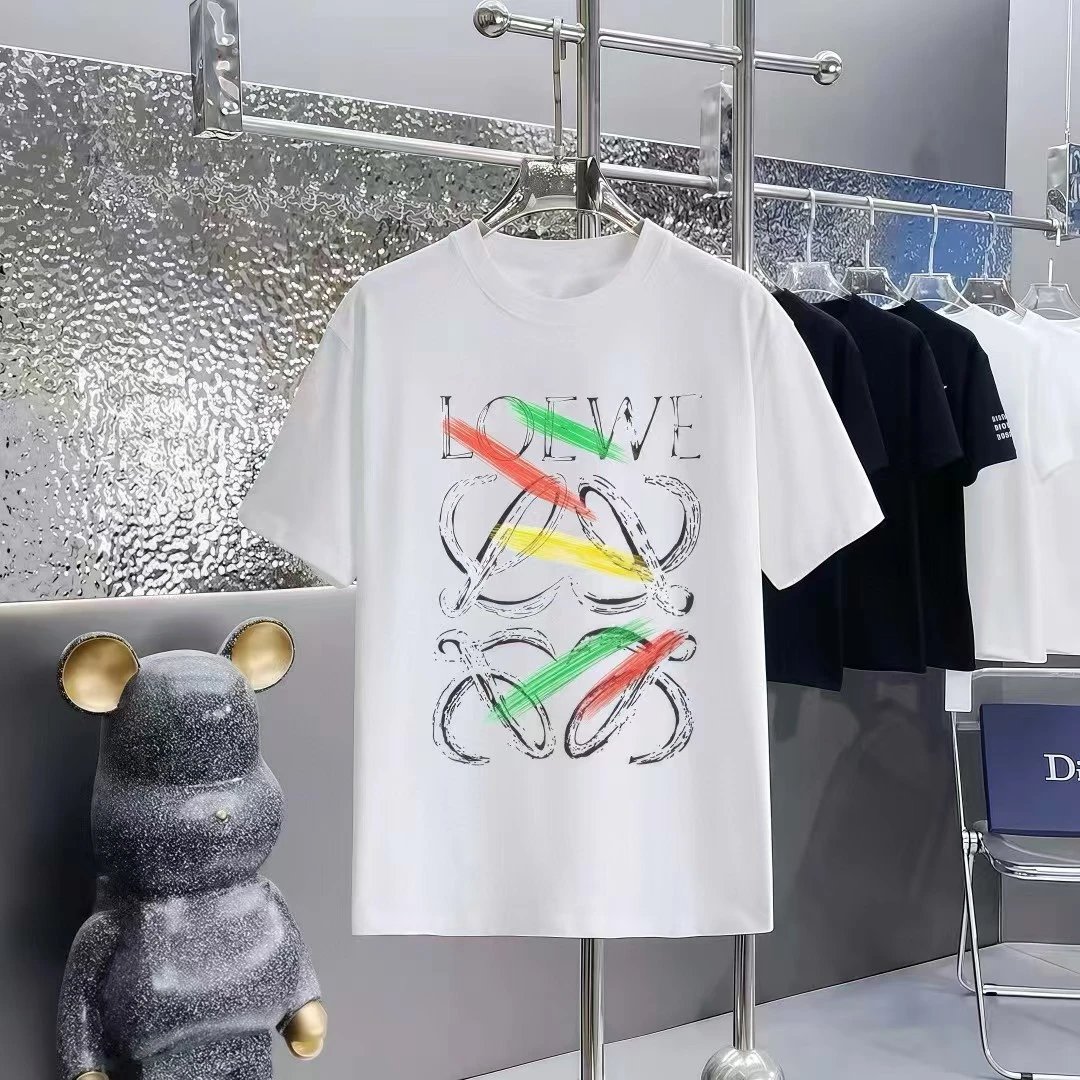 Loewe T-Shirts Short-Sleeve T-Shirt with Anagram Chest Patch — 39