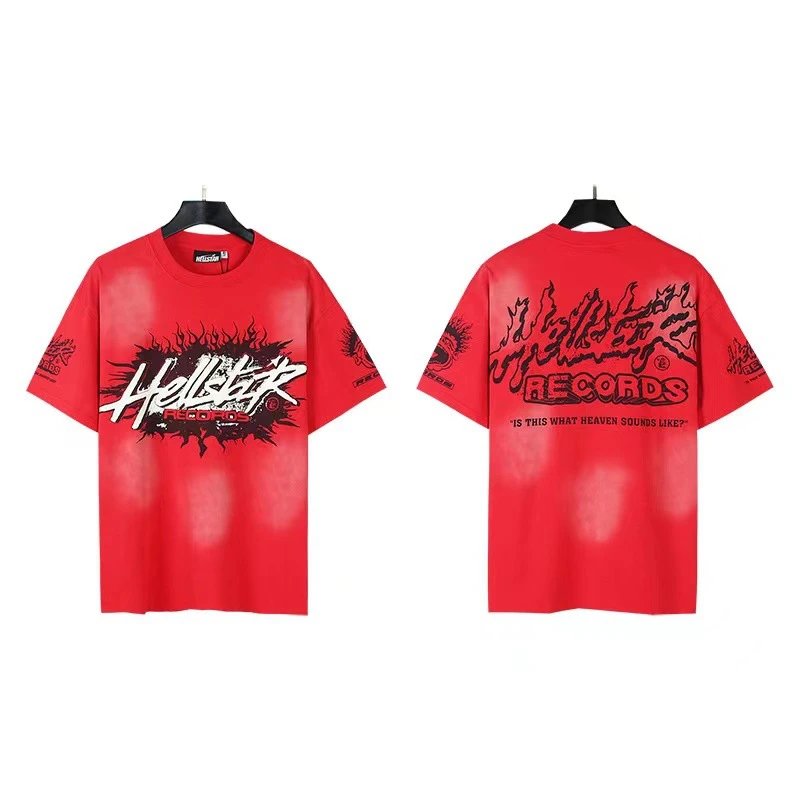 Hellstar T-Shirts Washed graphic T-shirt — 696 Washed-out red