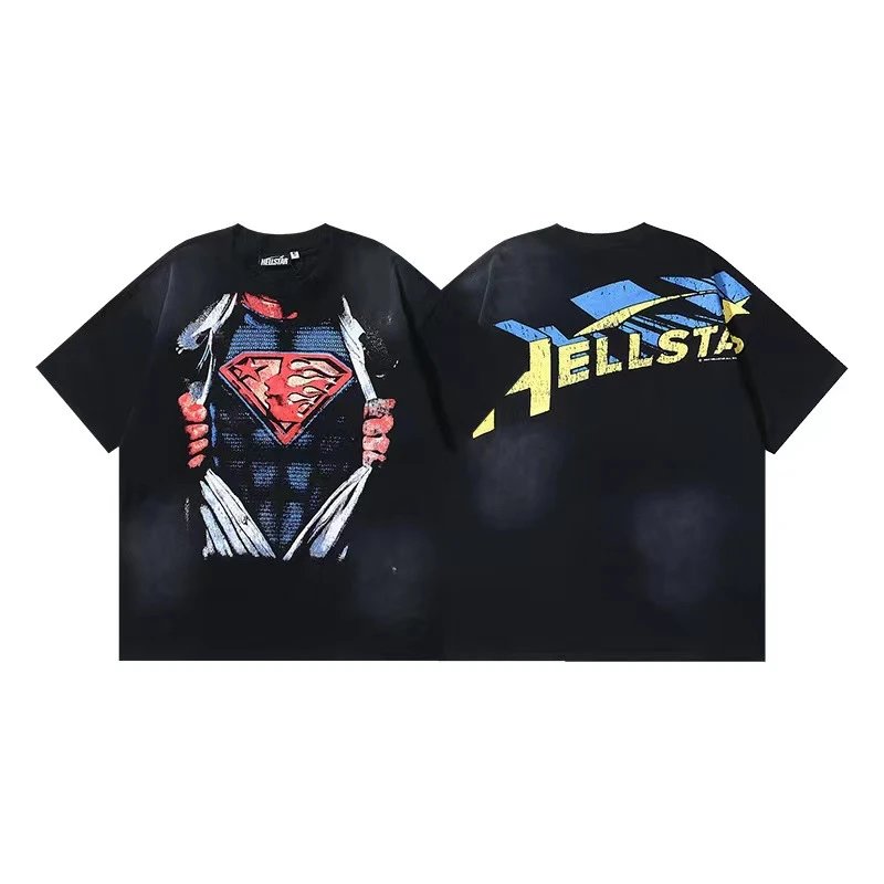 Hellstar T-Shirts Washed graphic T-shirt — 6705 Washed old black