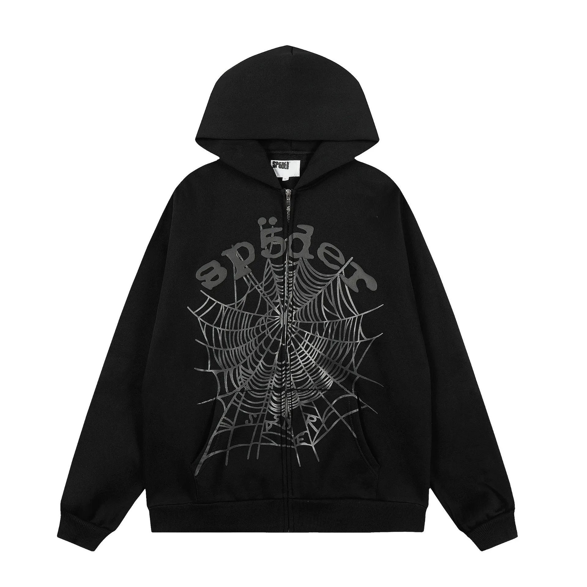 Sp5der Graphic Print Hoodie — 7741 Black