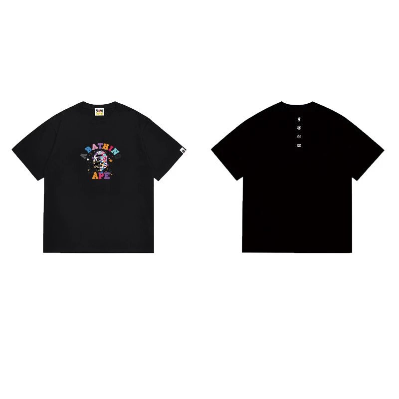 BAPE T-Shirts Graphic Print Crewneck T-Shirt — 1246 Black
